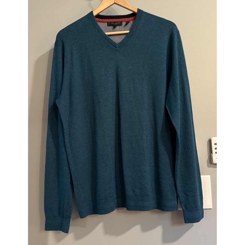 Ted Baker Sweater V Neck jumper‎ Wool Silk Cashmere Blend Men's Size 5